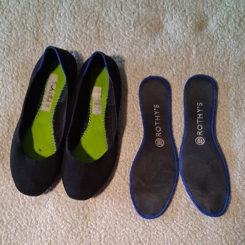 Rothy's Classic Black and Blue Flats